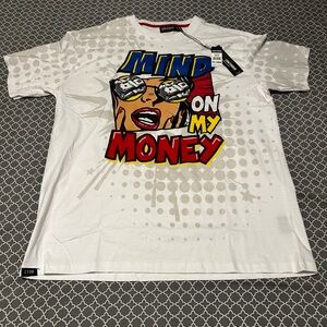 NWT Contender Mens T-Shirt Mind On My Money Design Size XXL White $50 Retail
